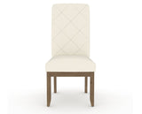 Canadel Champlain Upholstered Dining Chair 0138 in YJ Faux Leather and 25 Pecan Washed and Quilted Back, front view