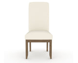 Canadel Champlain Upholstered Dining Chair 0138 in YJ Faux Leather and 25 Pecan Washed and Plain Back, front view