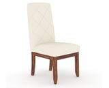 Canadel Champlain Upholstered Dining Chair 0138 in YJ Faux Leather and 33 Spice Washed and Quilted Back, three-quarter view