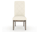 Canadel Champlain Upholstered Dining Chair 0138 in YJ Faux Leather and 72 Heritage Nature and Quilted Back, front view