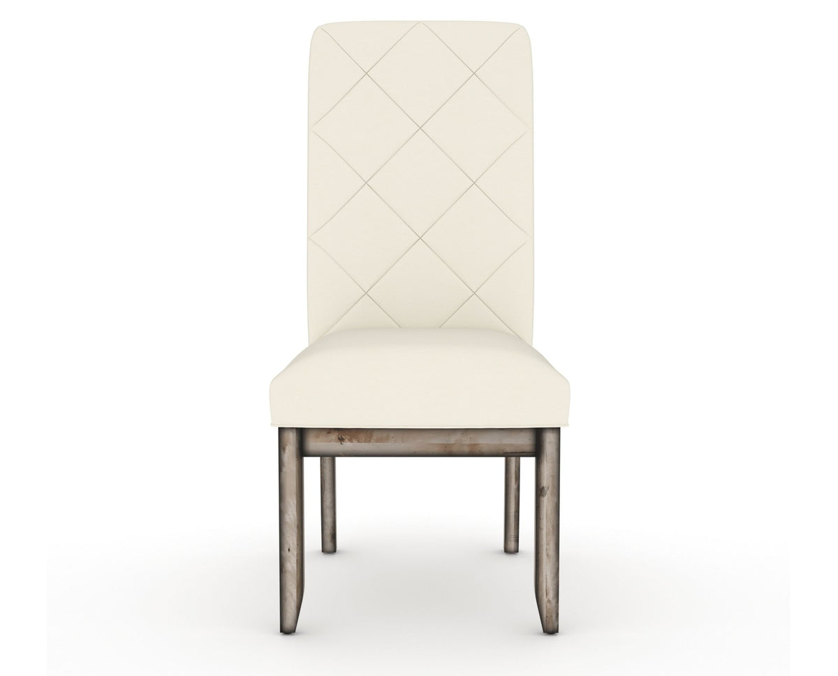 Canadel Champlain Upholstered Dining Chair 0138 in YJ Faux Leather and 72 Heritage Nature and Quilted Back, front view
