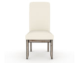 Canadel Champlain Upholstered Dining Chair 0138 in YJ Faux Leather and 72 Heritage Nature and Plain Back, front view