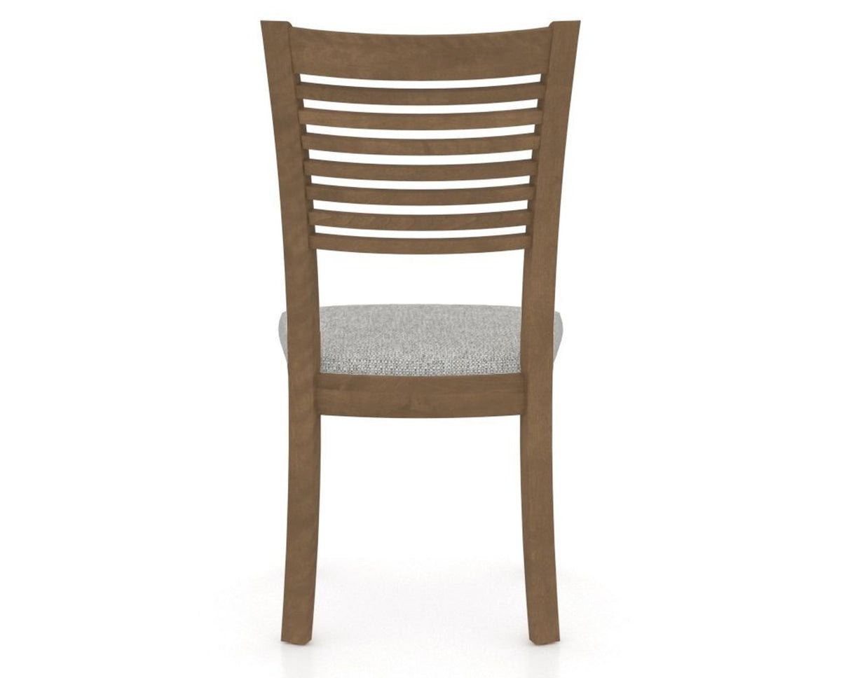 Canadel Dining Chair 0229 in 7C Fabric and 25 Pecan Washed, back view