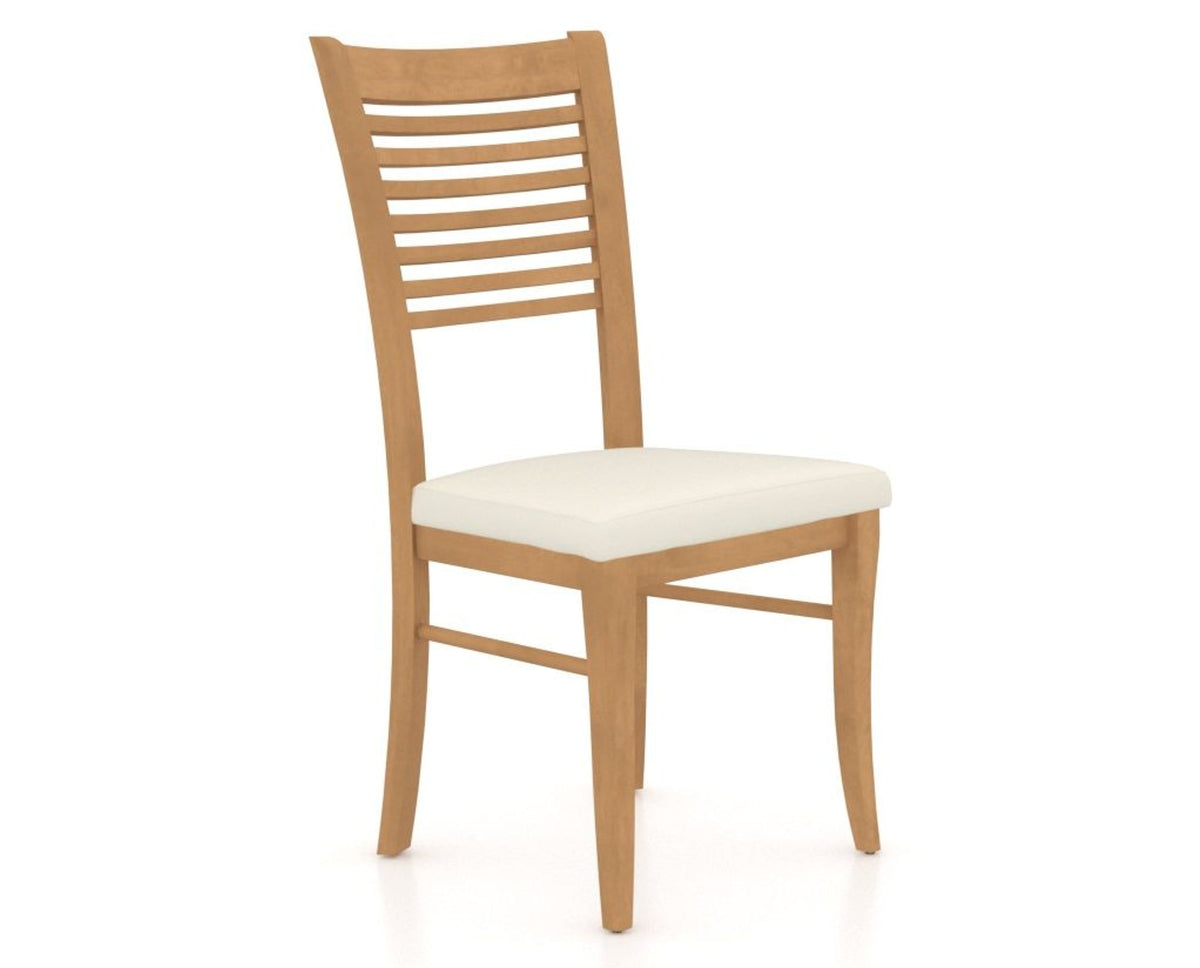 Canadel Dining Chair 0229 in YJ Faux Leather and 20 Caramel Washed, three-quarter view