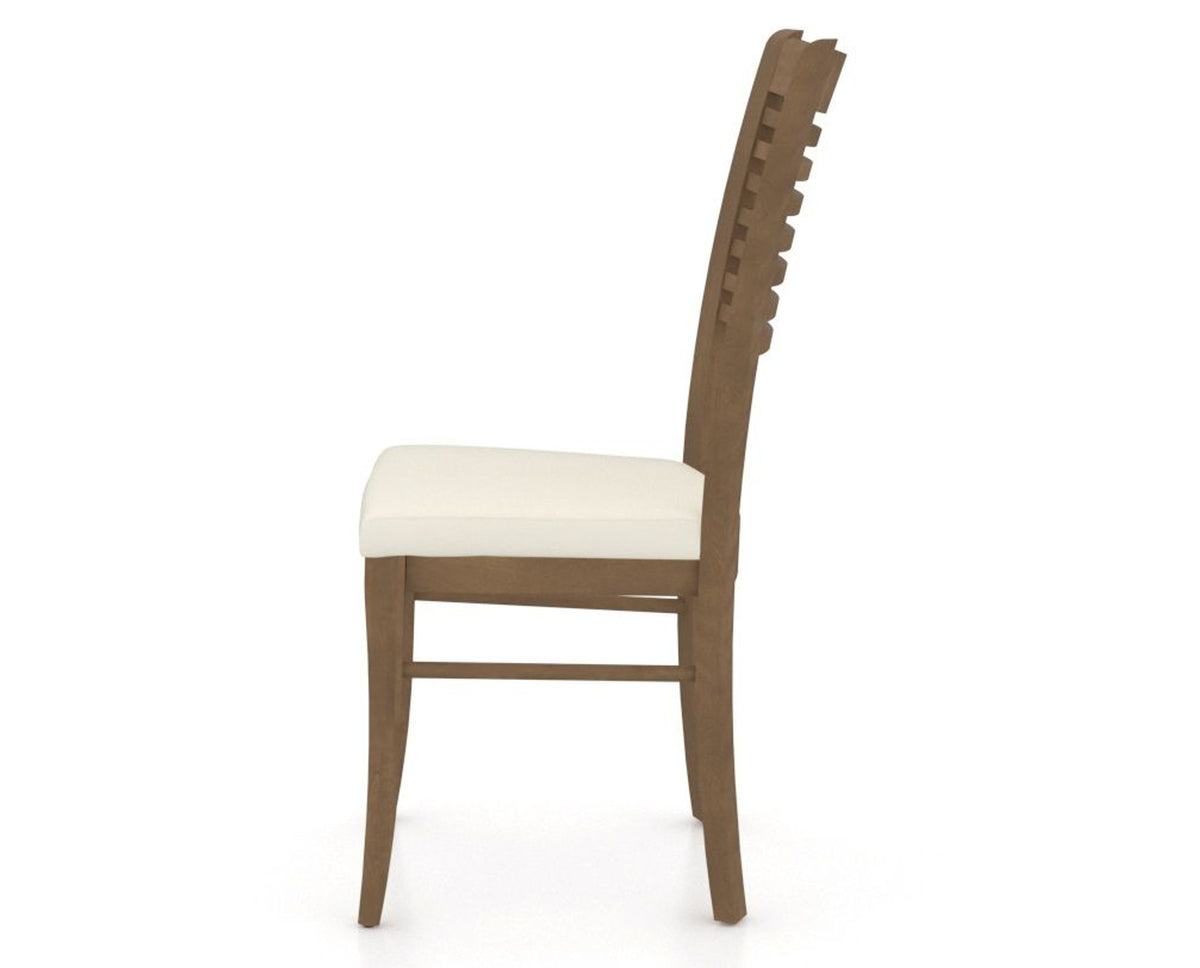 Canadel Dining Chair 0229 in YJ Faux Leather and 25 Pecan Washed, side view