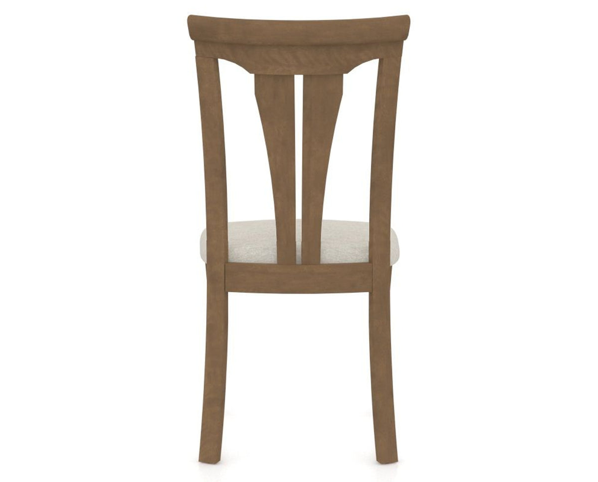 Canadel Dining Chair 0391 in TB Fabric and 25 Pecan Washed, back view