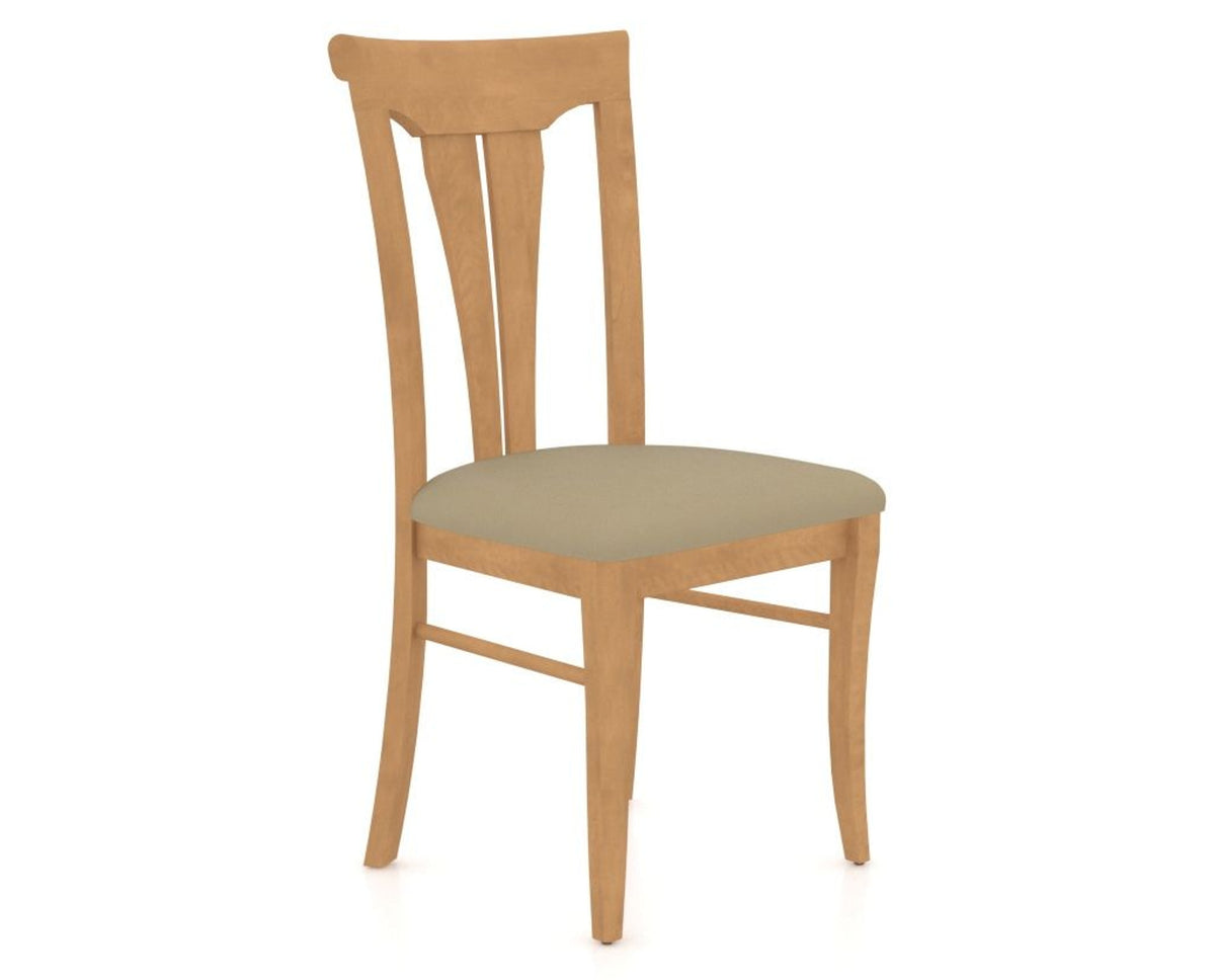Canadel Dining Chair 0391 in XY Faux Leather and 20 Caramel Washed, three-quarter view