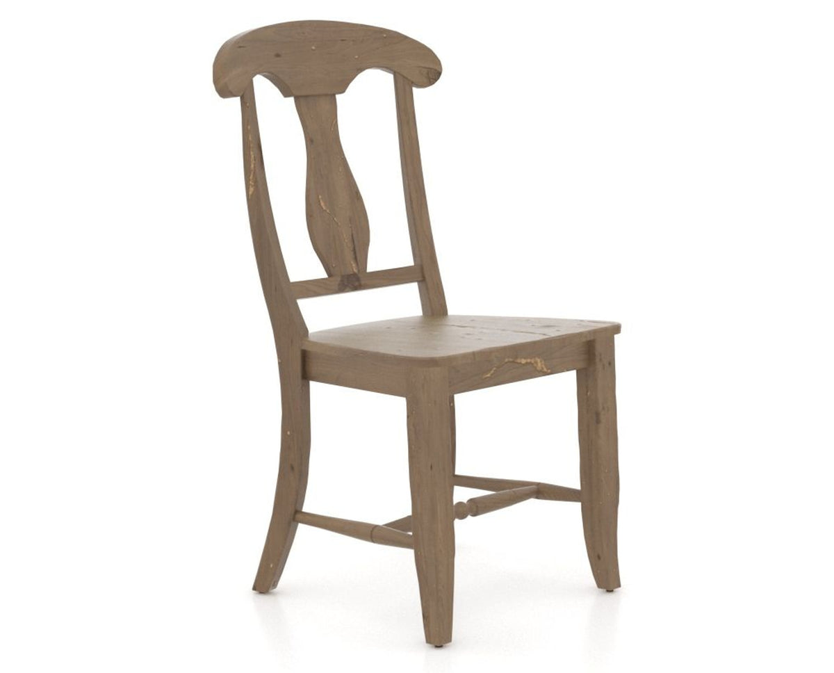 Canadel Champlain Dining Chair 0600 in Wood Seat and 25 Pecan Washed, three-quarter view
