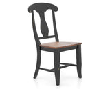 Canadel Champlain Dining Chair 0600 in Wood Seat and 63 Black / 33 Spice Washed, three-quarter view