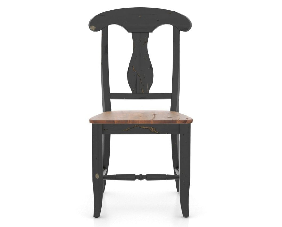 Canadel Champlain Dining Chair 0600 in Wood Seat and 63 Black / 33 Spice Washed, front view