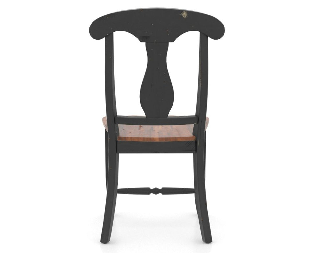 Canadel Champlain Dining Chair 0600 in Wood Seat and 63 Black / 33 Spice Washed, back view