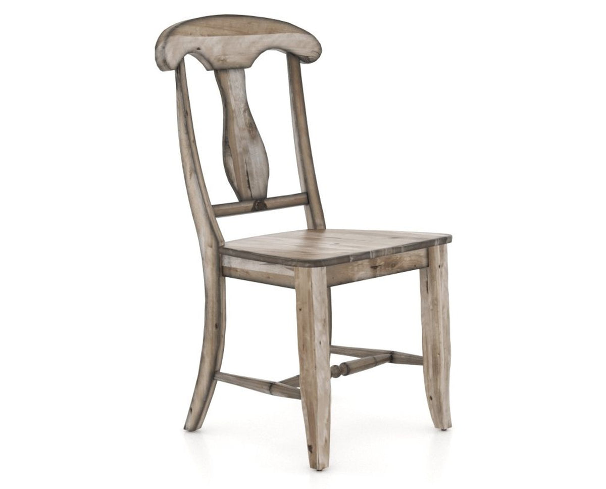 Canadel Champlain Dining Chair 0600 in Wood Seat and 72 Heritage Nature, three-quarter view