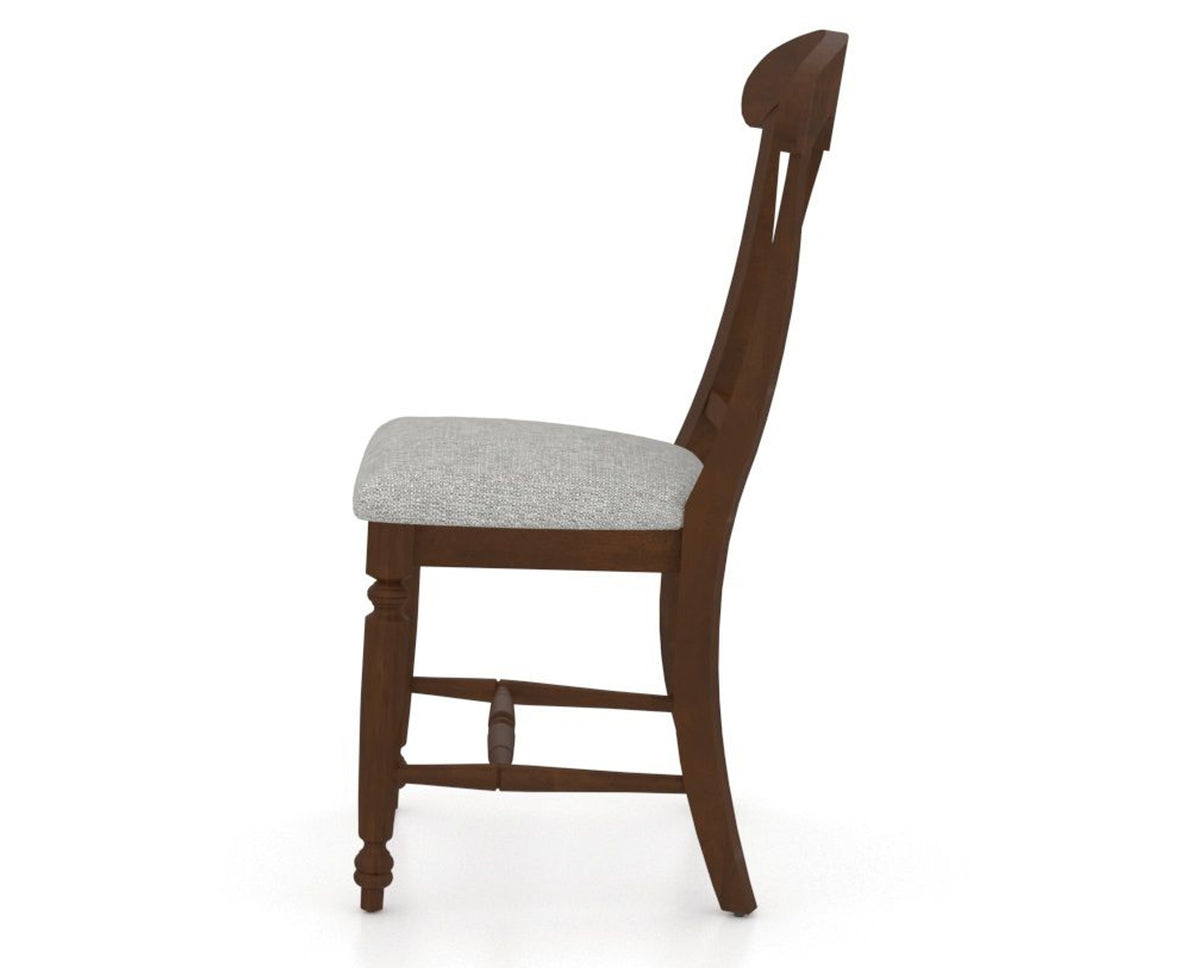 Canadel Dining Chair 0600 in 7C Fabric and 19 Cognac Washed, side view