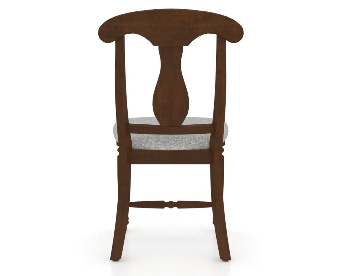 Canadel Dining Chair 0600 in 7C Fabric and 19 Cognac Washed, back view