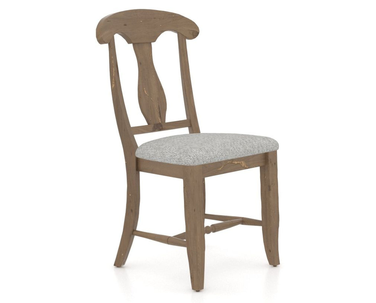 Canadel Champlain Dining Chair 0600 in 7C Fabric and 25 Pecan Washed, three-quarter view