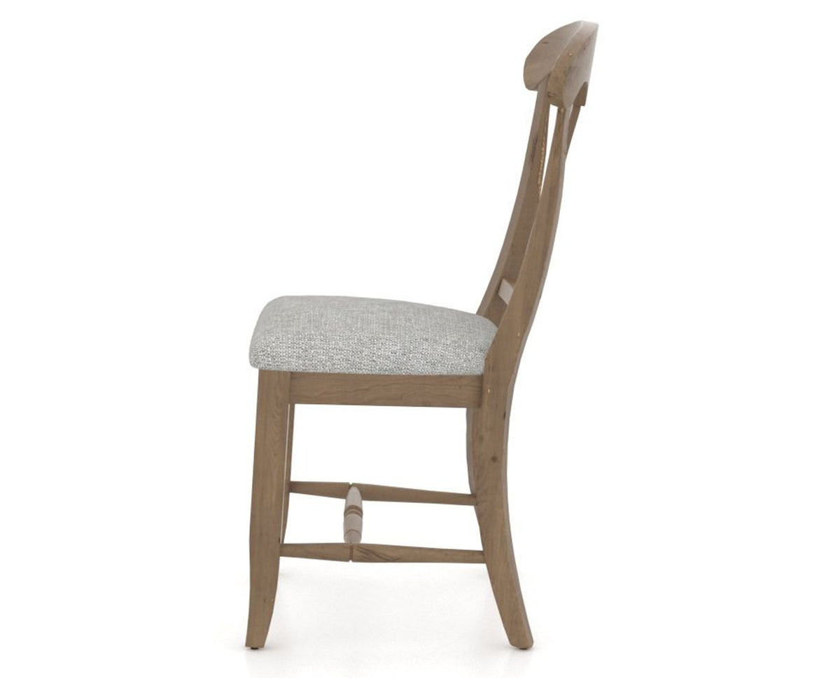 Canadel Champlain Dining Chair 0600 in 7C Fabric and 25 Pecan Washed, side view