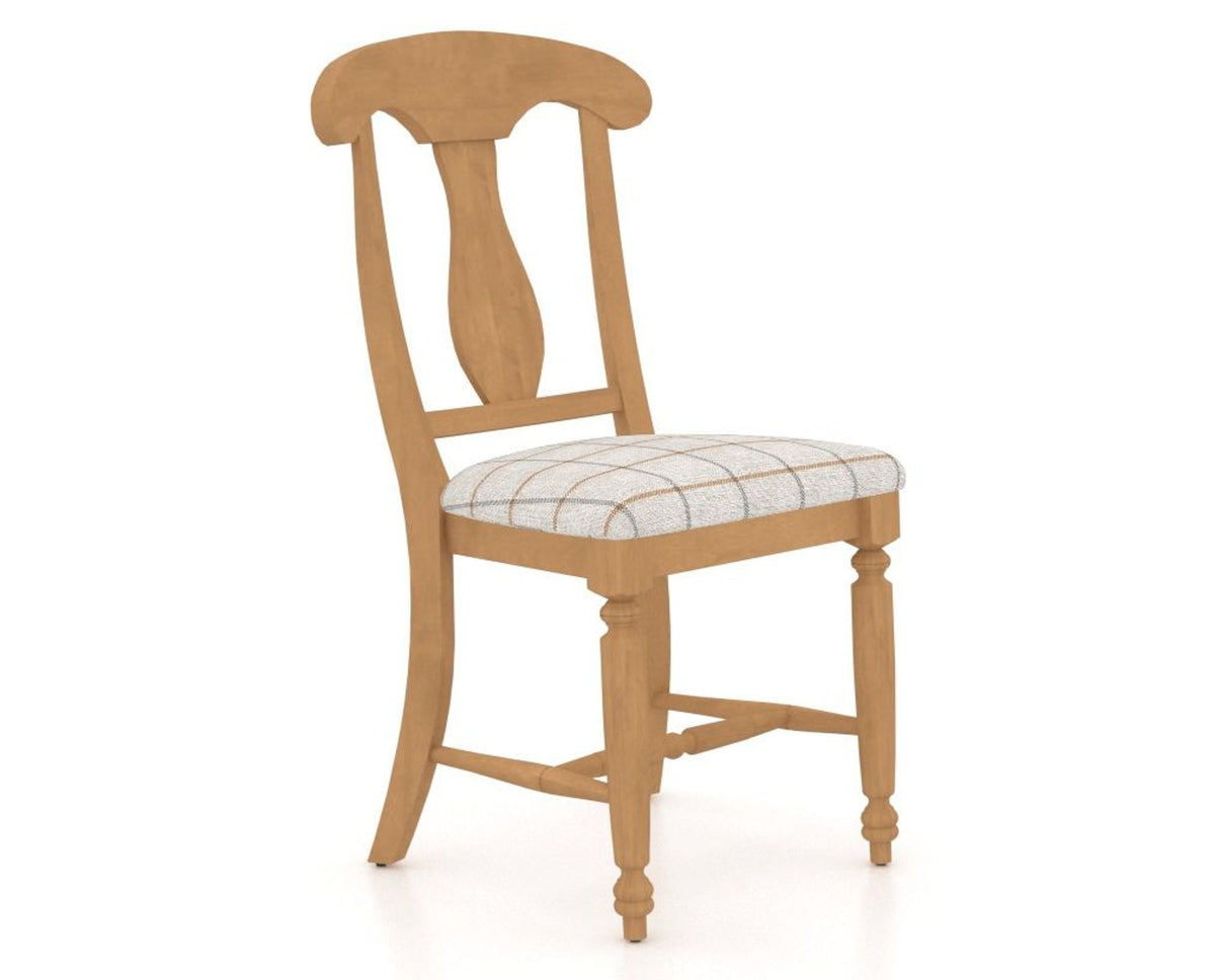Canadel Dining Chair 0600 in OZ Fabric and 20 Caramel Washed, three-quarter view