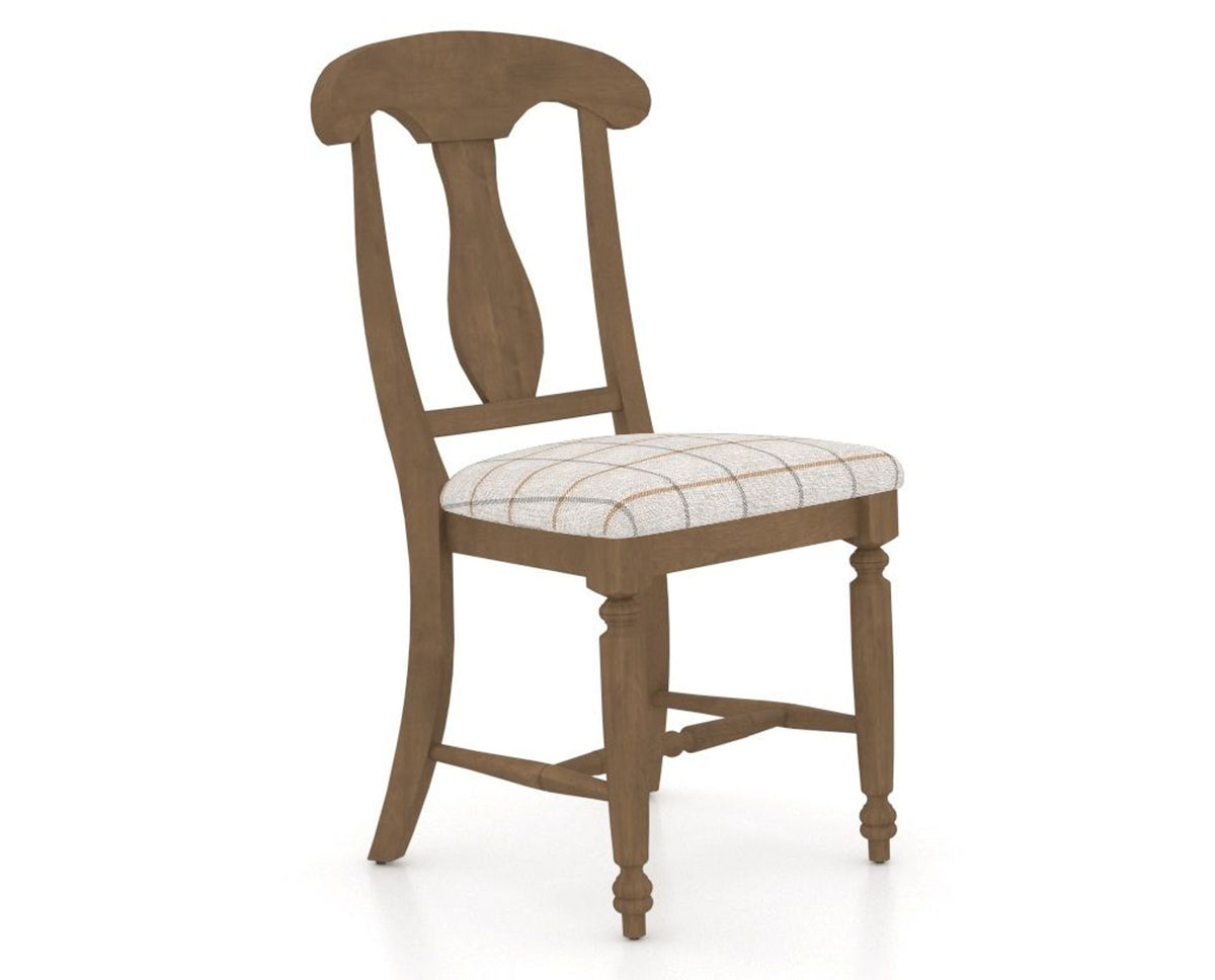 Canadel Dining Chair 0600 in OZ Fabric and 25 Pecan Washed, three-quarter view