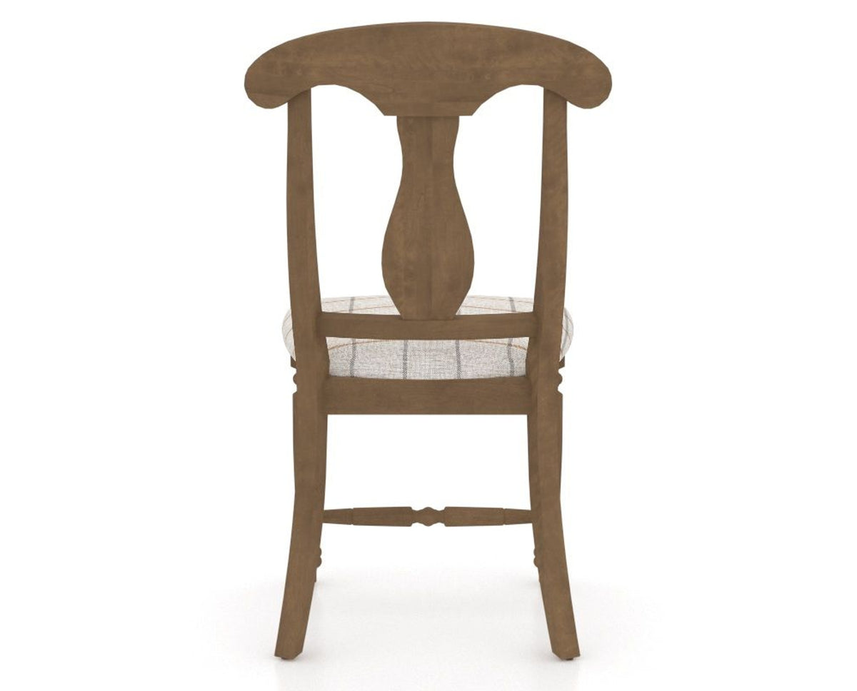 Canadel Dining Chair 0600 in OZ Fabric and 25 Pecan Washed, back view