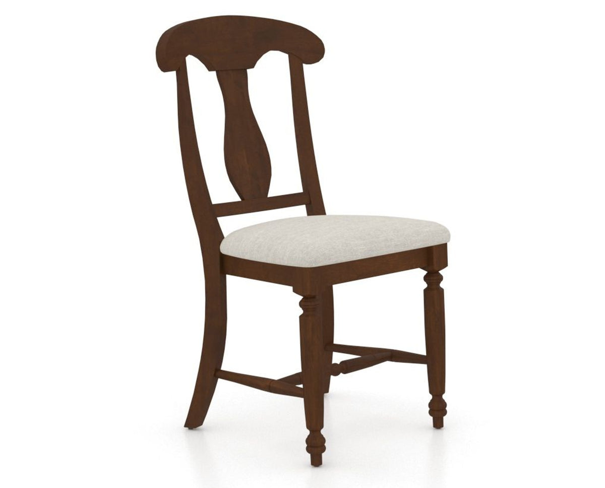 Canadel Dining Chair 0600 in TB Fabric and 19 Cognac Washed, three-quarter view