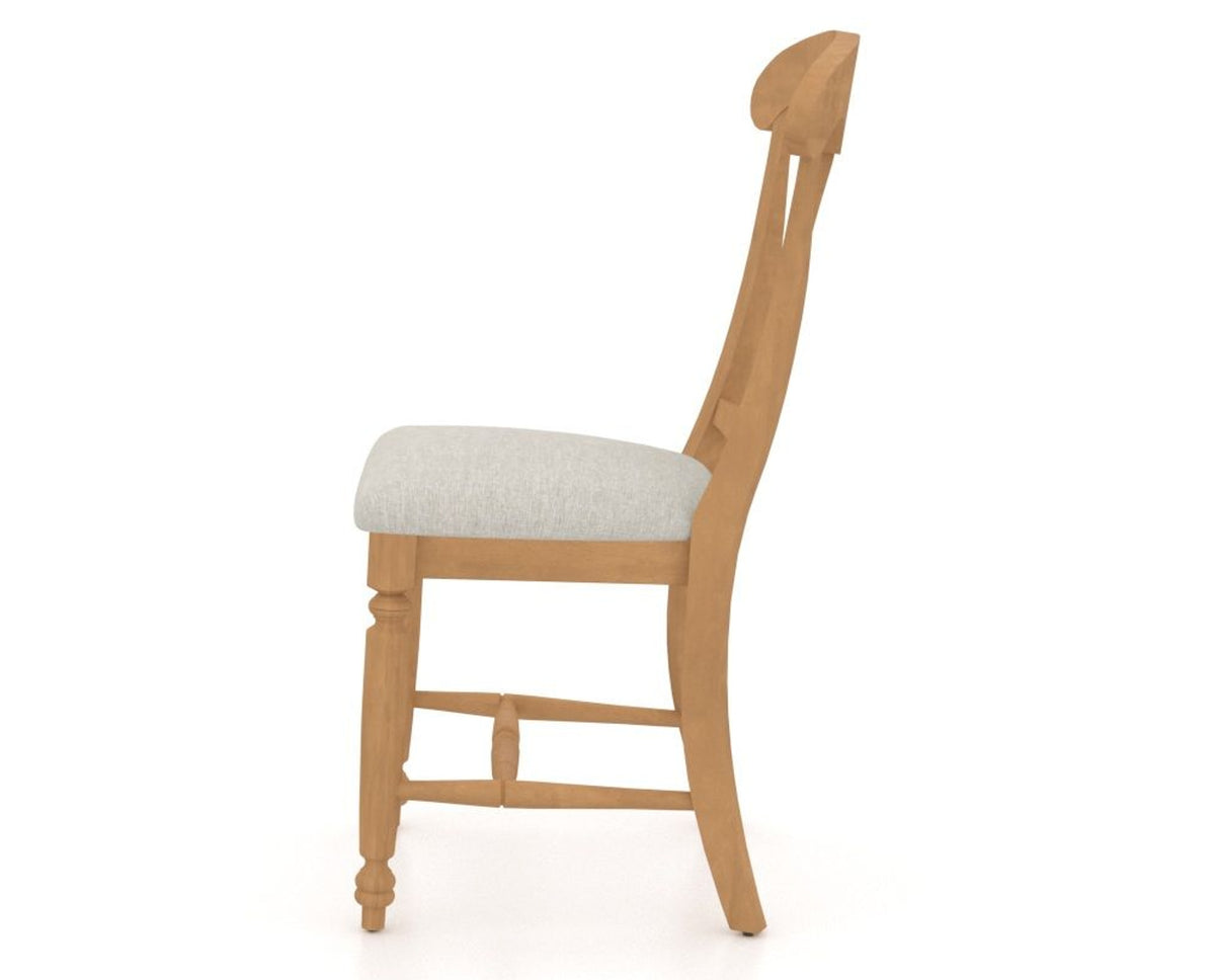 Canadel Dining Chair 0600 in TB Fabric and 20 Caramel Washed, side view