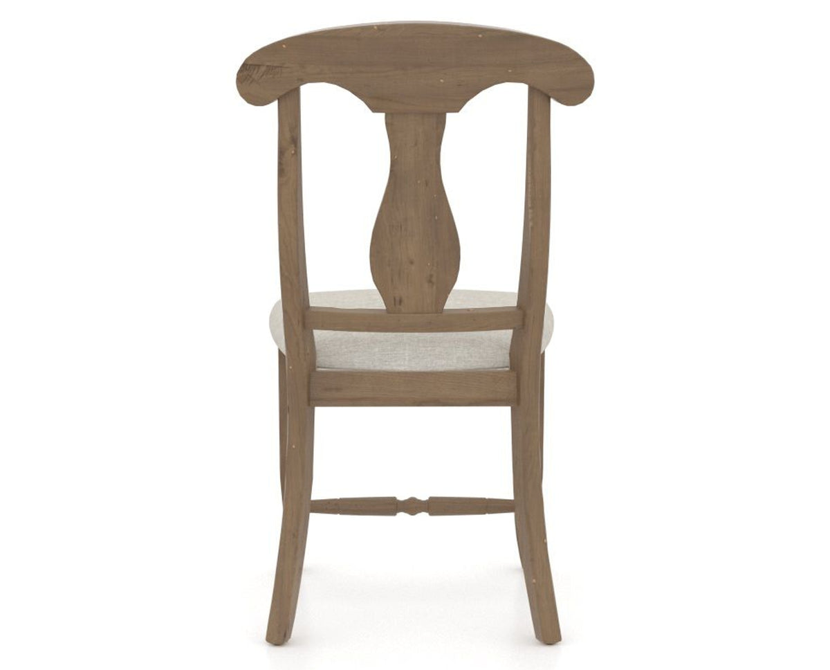 Canadel Champlain Dining Chair 0600 in TB Fabric and 25 Pecan Washed, back view