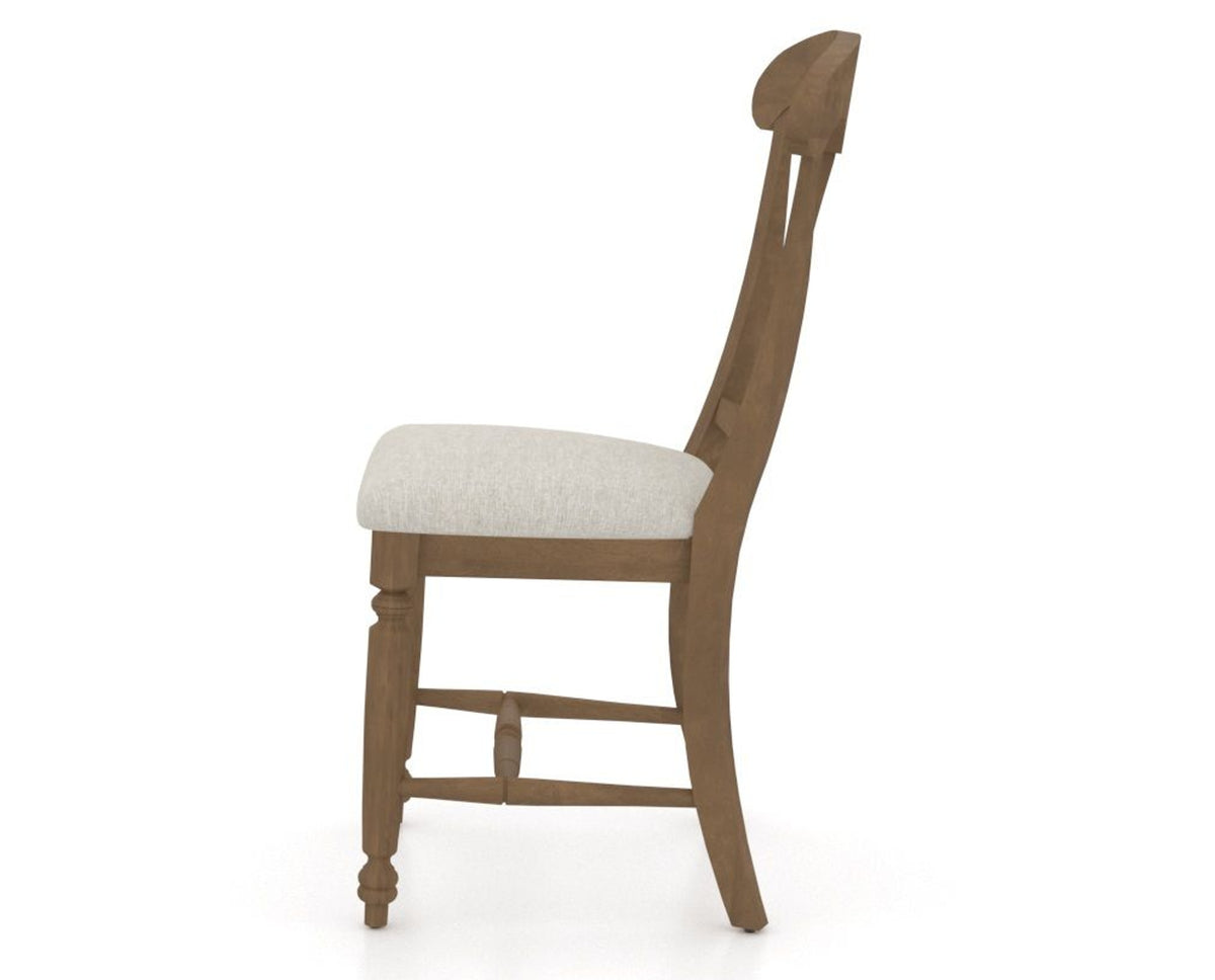 Canadel Dining Chair 0600 in TB Fabric and 25 Pecan Washed, side view