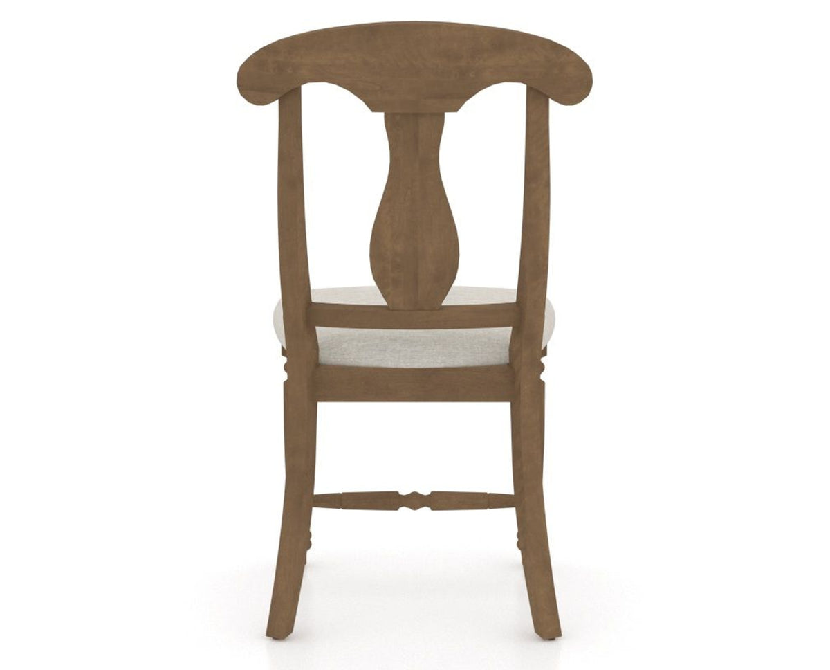 Canadel Dining Chair 0600 in TB Fabric and 25 Pecan Washed, back view
