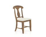 Canadel Champlain Dining Chair 0600 in Oak Washed and Fabric TW, three-quarter view