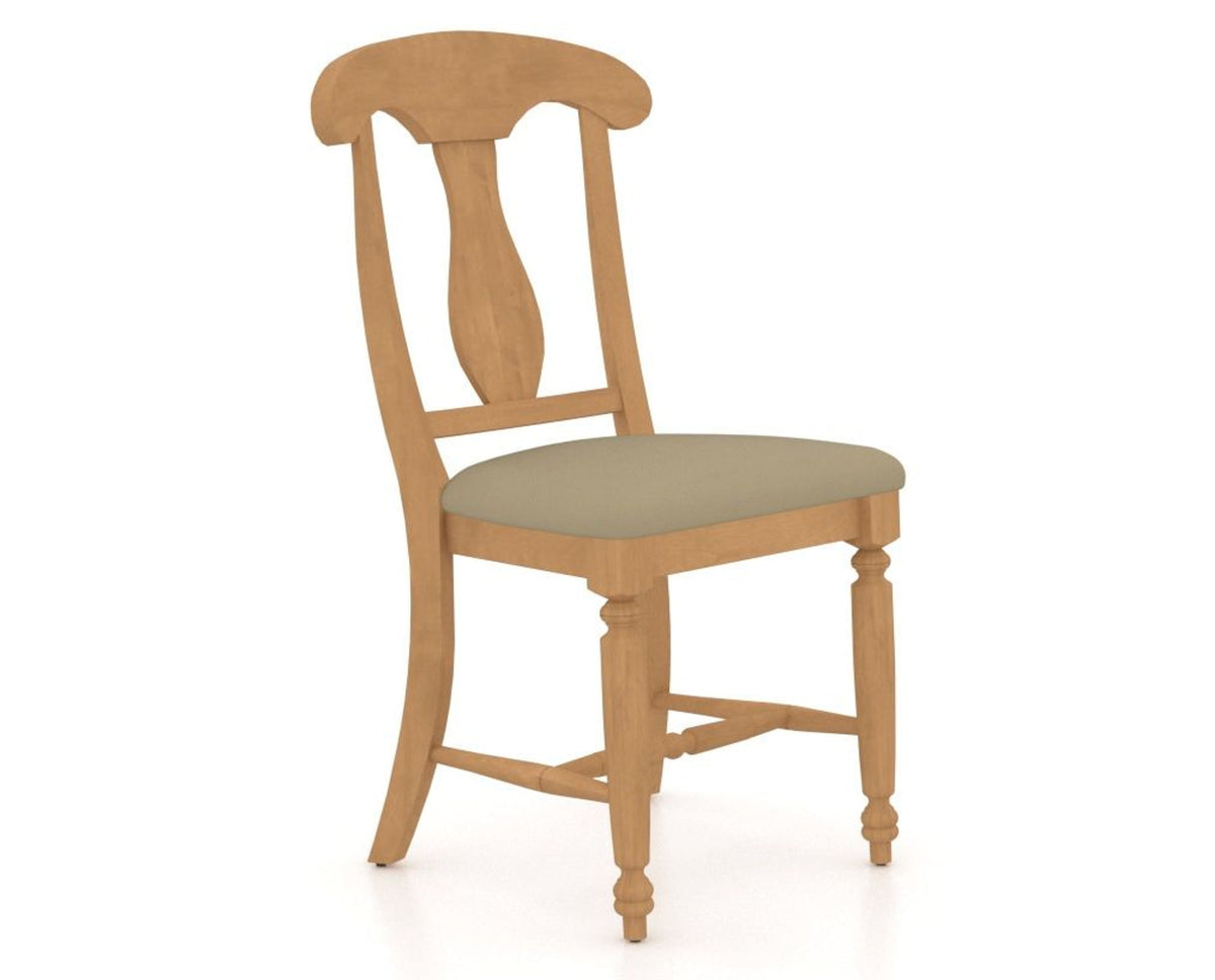 Canadel Dining Chair 0600 in XY Faux Leather and 20 Caramel Washed, three-quarter view
