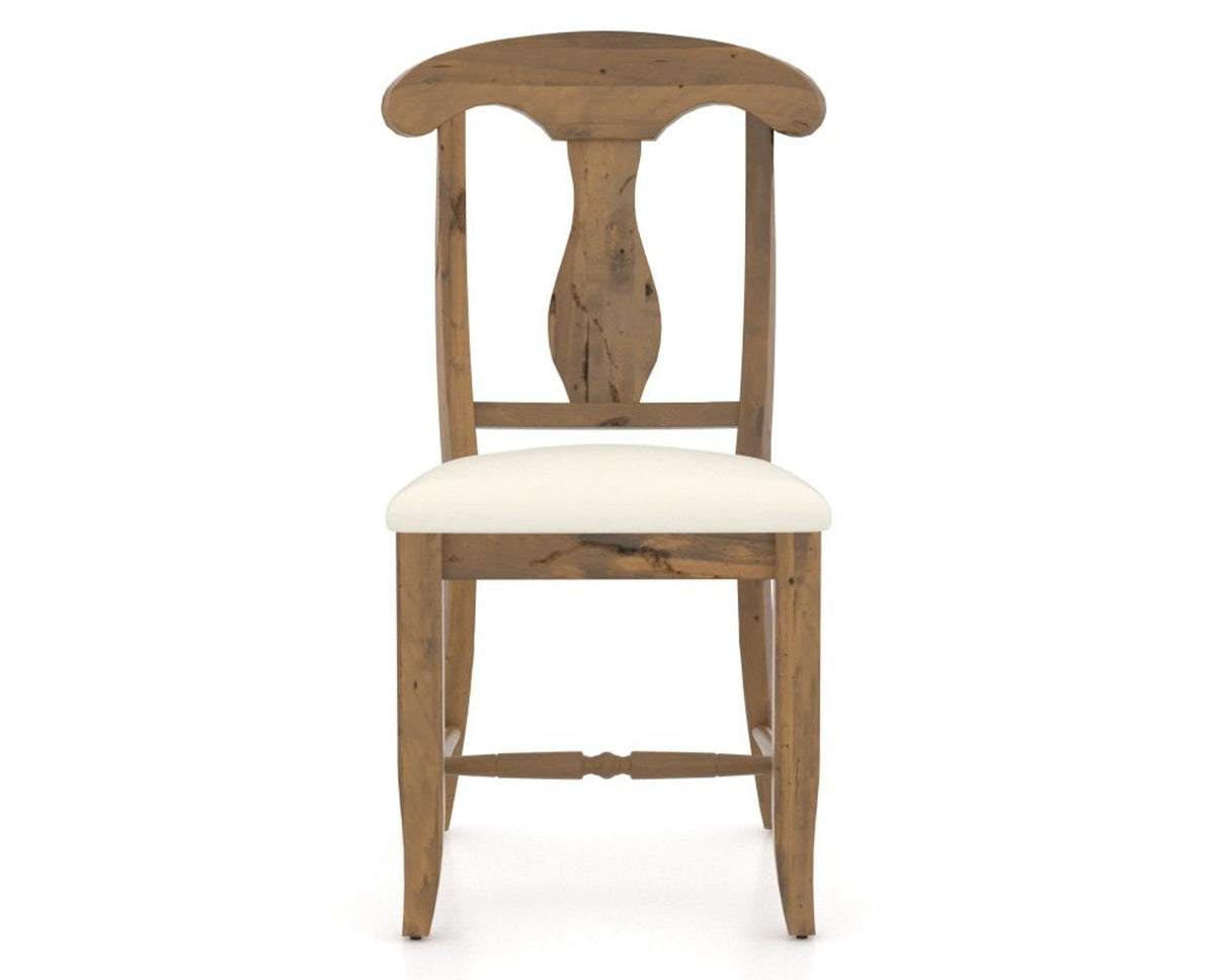 Canadel Champlain Dining Chair 0600 in YJ Faux Leather and 03 Oak Washed, front view