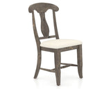 Canadel Champlain Dining Chair 0600 in YJ Faux Leather and 08 Shadow, three-quarter view
