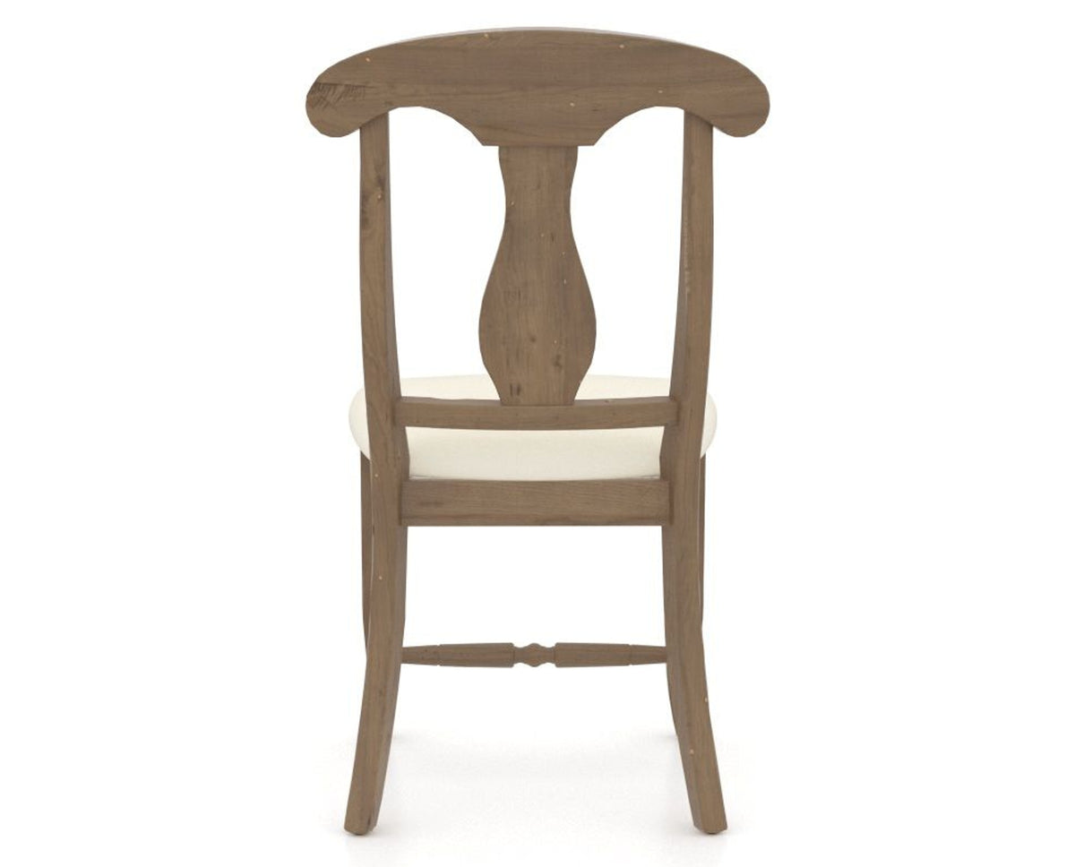 Canadel Champlain Dining Chair 0600 in YJ Faux Leather and 25 Pecan Washed, back view