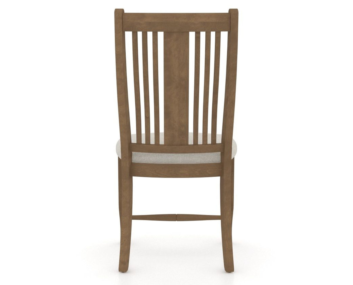 Canadel Dining Chair 2250 in TB Fabric and 25 Pecan Washed, back view