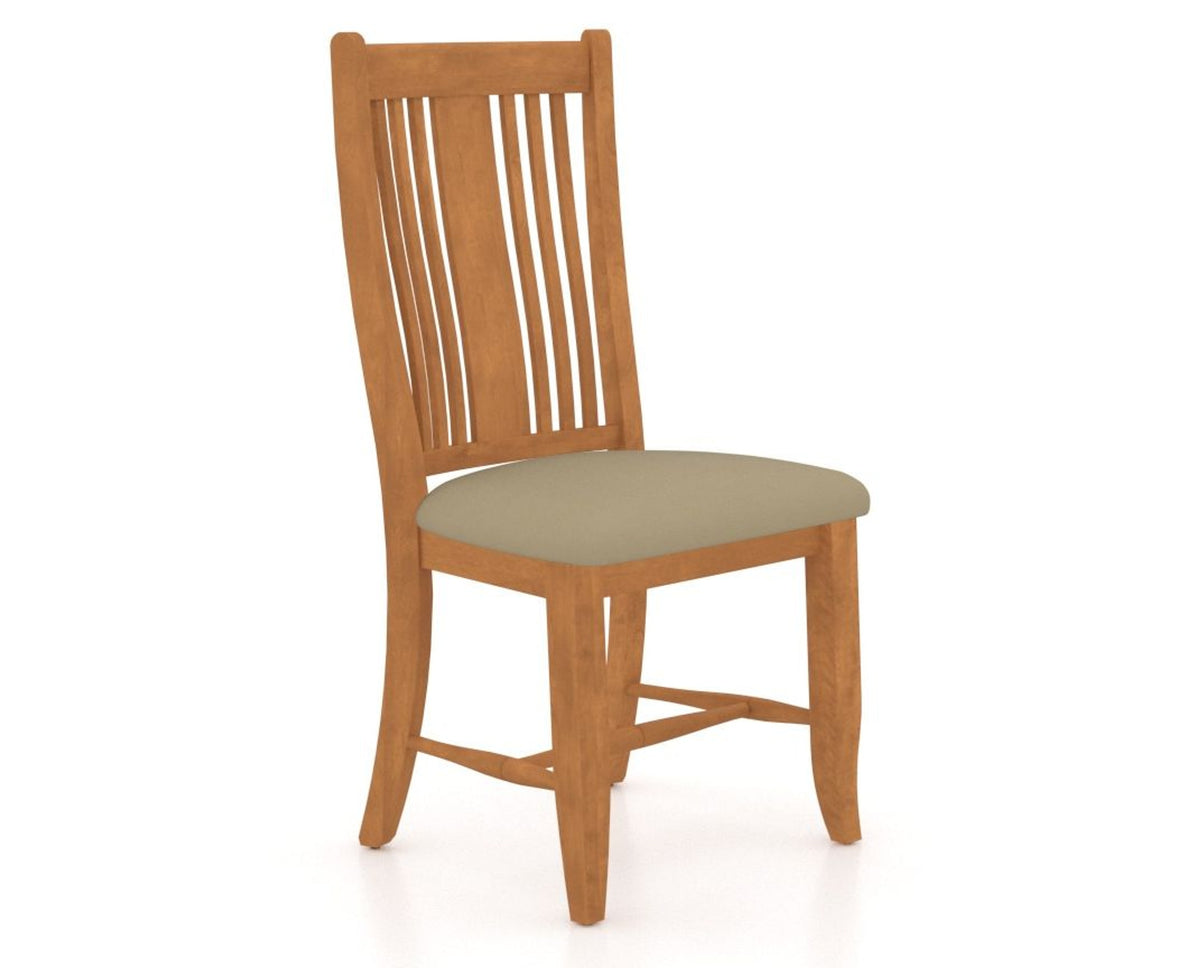 Canadel Dining Chair 2250 in XY Faux Leather and 01 Honey Washed, three-quarter view