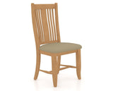 Canadel Dining Chair 2250 in XY Faux Leather and 20 Caramel Washed, three-quarter view