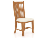 Canadel Dining Chair 2250 in YJ Faux Leather and 01 Honey Washed, three-quarter view