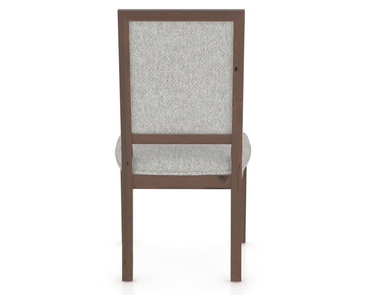 Canadel Loft Upholstered Dining Chair 312A in 7C Fabric and 19 Cognac Washed, back view