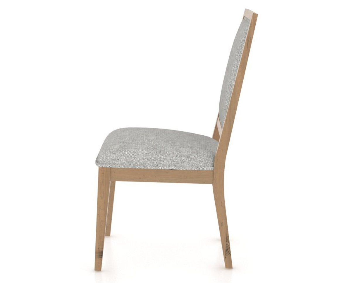 Canadel Loft Upholstered Dining Chair 312A in 7C Fabric and 20 Caramel Washed, side view
