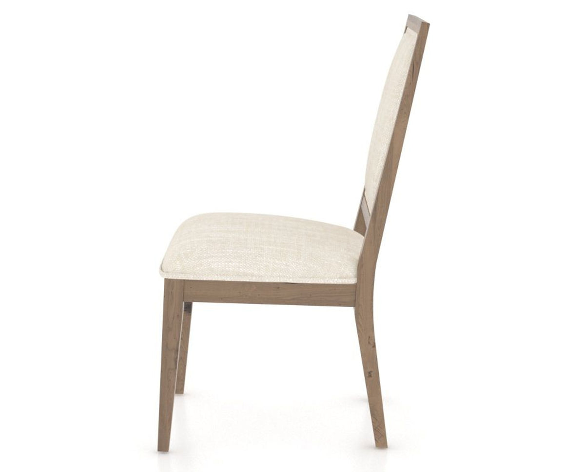Canadel Loft Upholstered Dining Chair 312A in FT InsideOut® and 25 Pecan Washed, side view