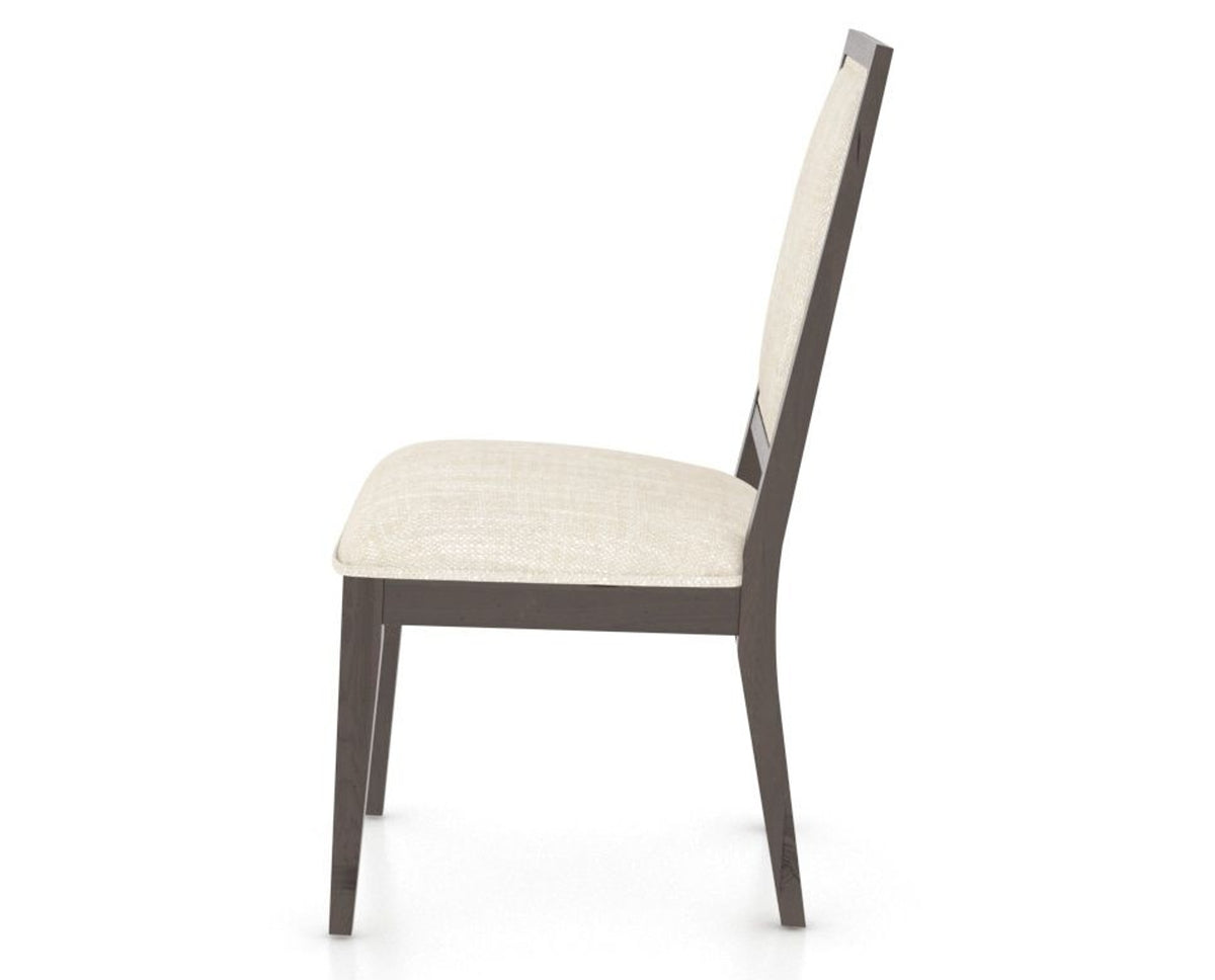 Canadel Loft Upholstered Dining Chair 312A in FT InsideOut® and 29 Hazelnut Washed, side view
