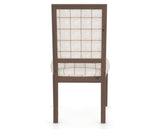 Canadel Loft Upholstered Dining Chair 312A in OZ Fabric and 19 Cognac Washed, back view