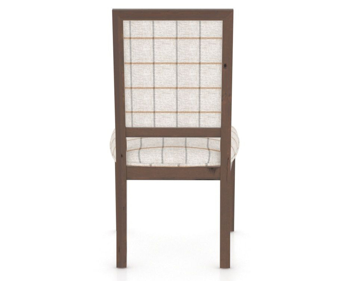 Canadel Loft Upholstered Dining Chair 312A in OZ Fabric and 19 Cognac Washed, back view