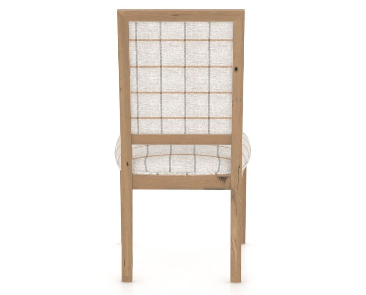Canadel Loft Upholstered Dining Chair 312A in OZ Fabric and 20 Caramel Washed, back view