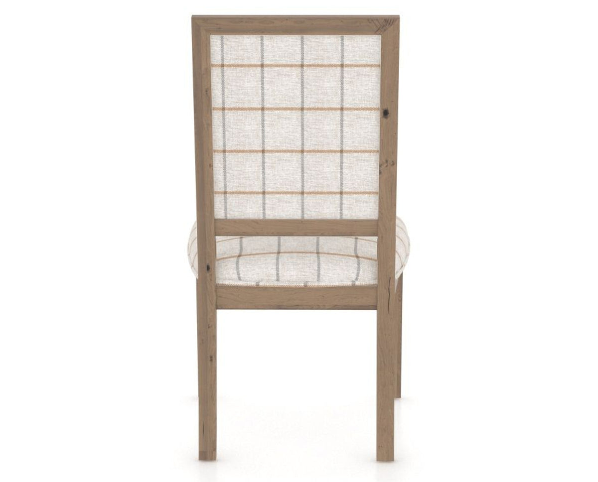 Canadel Loft Upholstered Dining Chair 312A in OZ Fabric and 25 Pecan Washed, back view