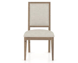 Canadel Loft Upholstered Dining Chair 312A in TB Fabric and 25 Pecan Washed, front view