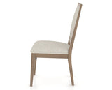 Canadel Loft Upholstered Dining Chair 312A in TB Fabric and 25 Pecan Washed, side view