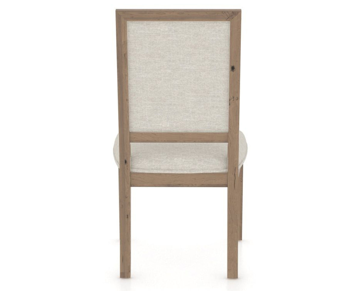 Canadel Loft Upholstered Dining Chair 312A in TB Fabric and 25 Pecan Washed, back view