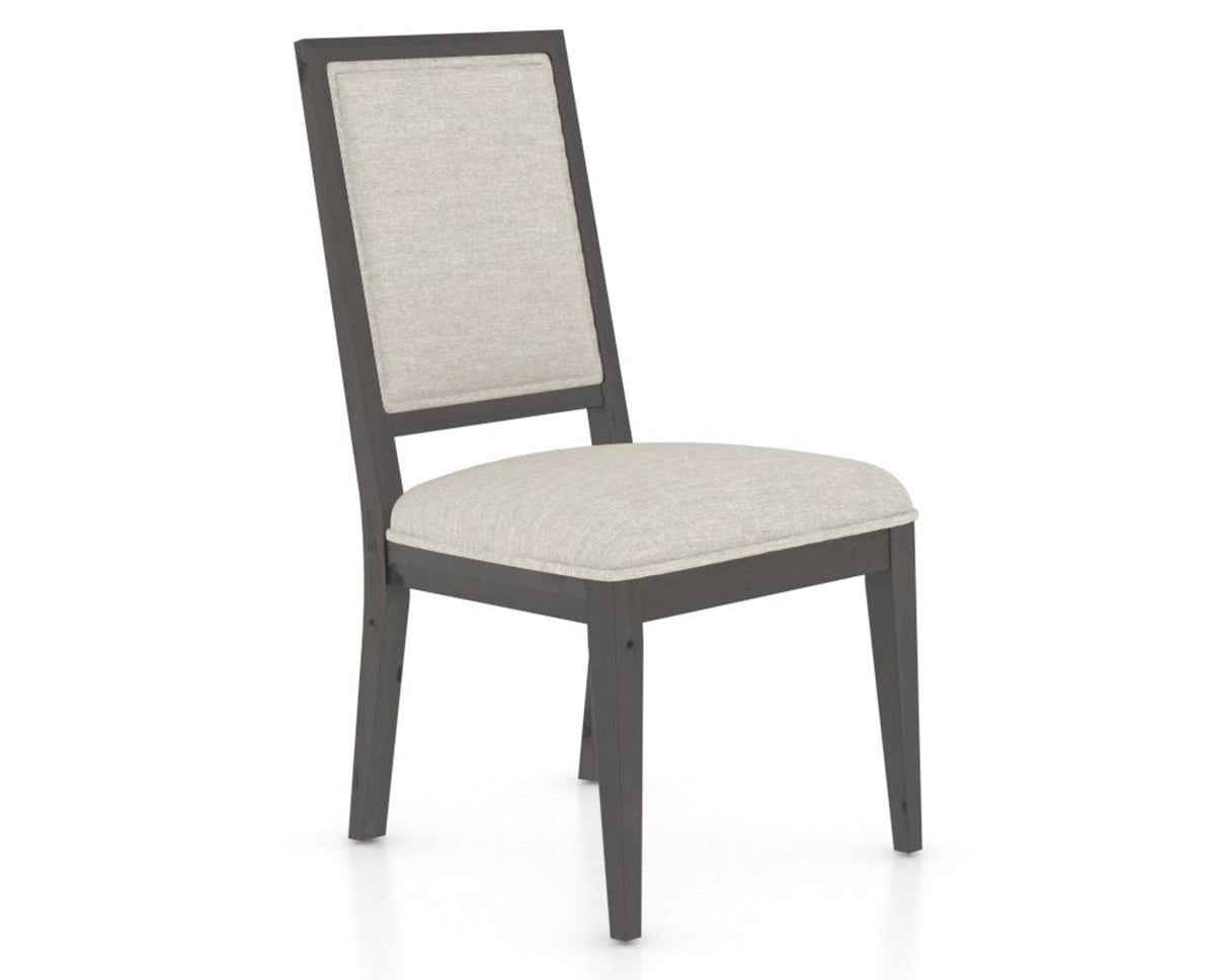 Canadel Loft Upholstered Dining Chair 312A in TB Fabric and 59 Davy's Grey, three-quarter view
