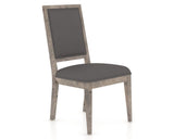 Canadel Loft Upholstered Dining Chair 312A in Shadow & Faux Leather XU, three-quarter view